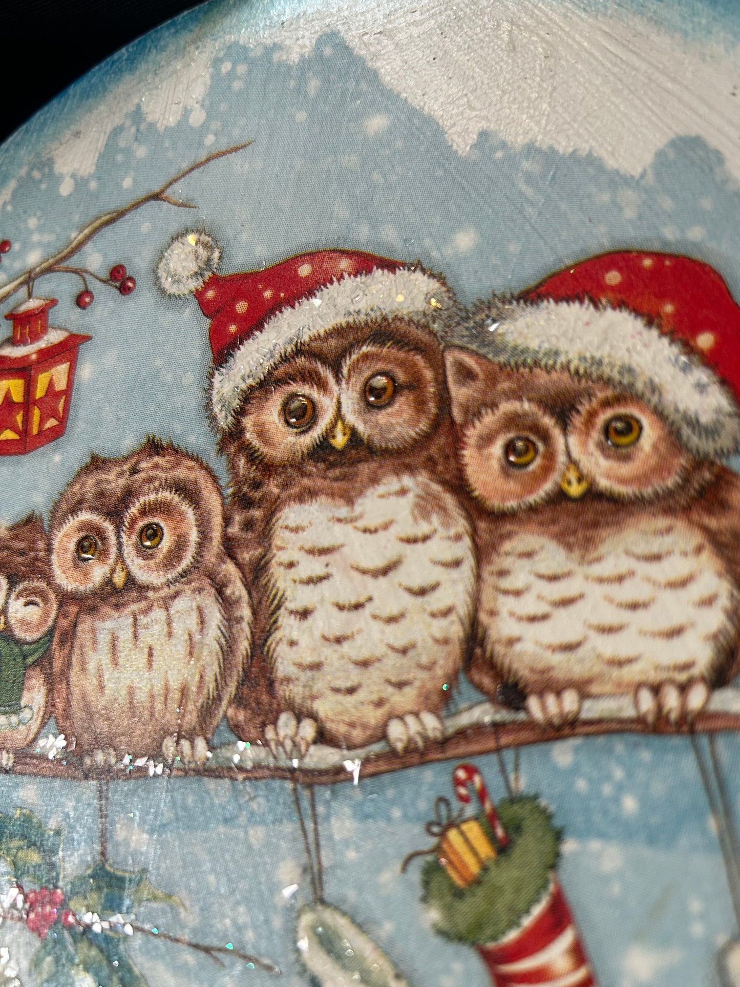 Wood Christmas wall hanging (Owls)