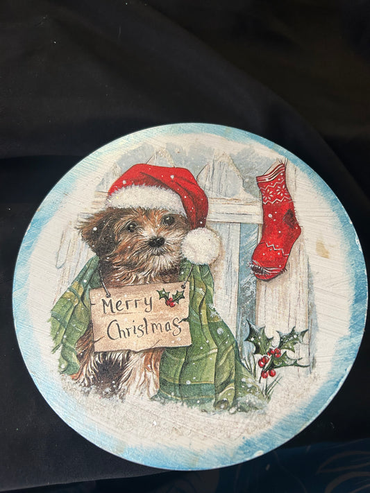 Christmas wood wall hanging (dog)