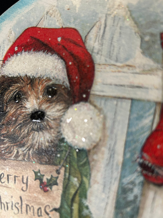 Christmas wood wall hanging (dog)