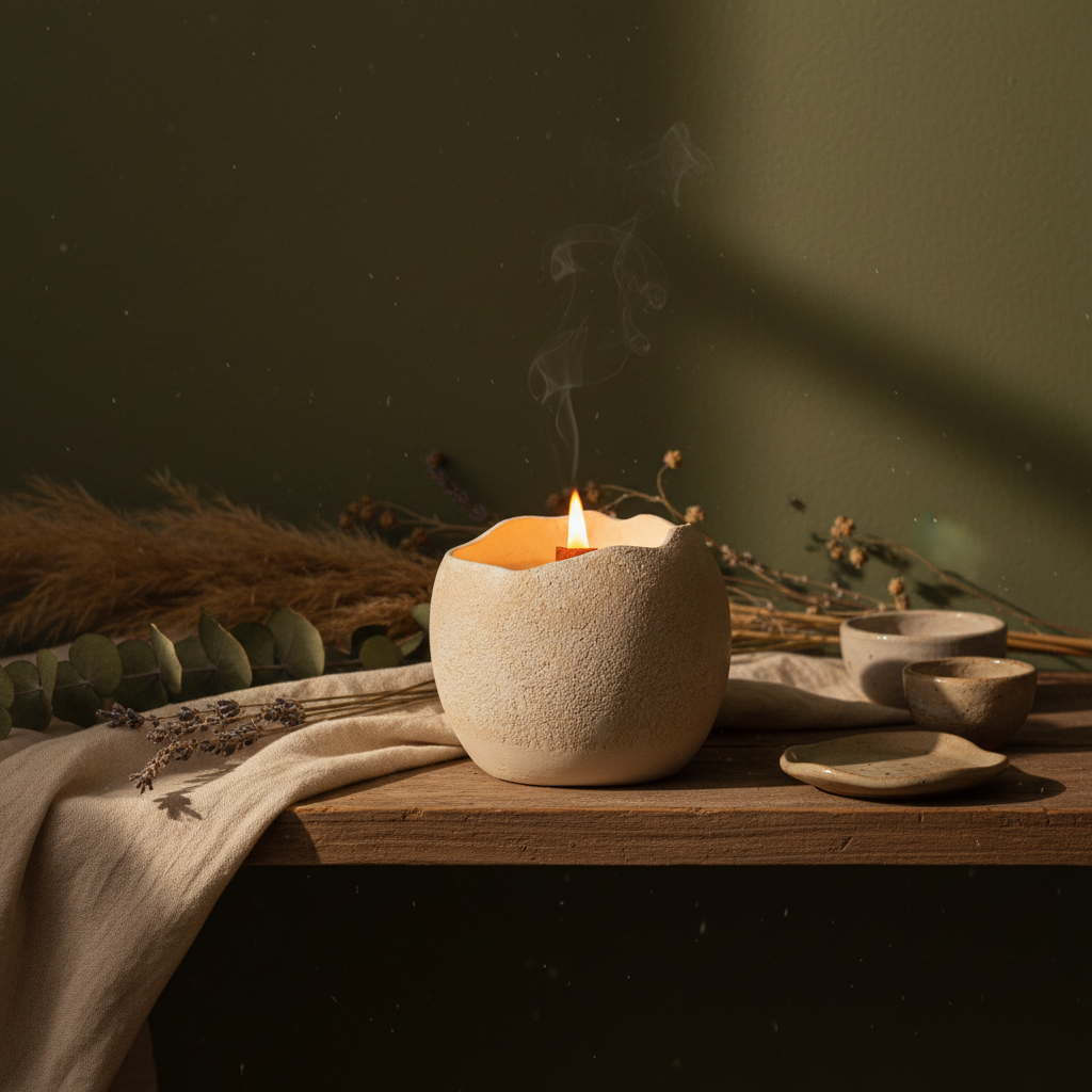 Eco Resin Stoneware Egg Candle lifestyle