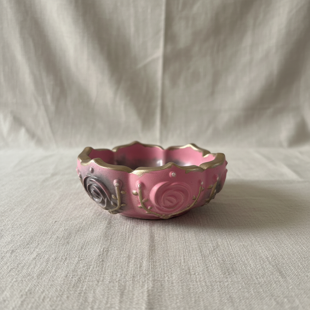 Pink Rose Pottery Bowl